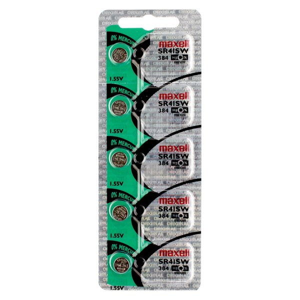 Maxell Silver Oxide SR41SW High Drain Watch Battery Replaces 384, 392, MD384, PK 5 SR41SW